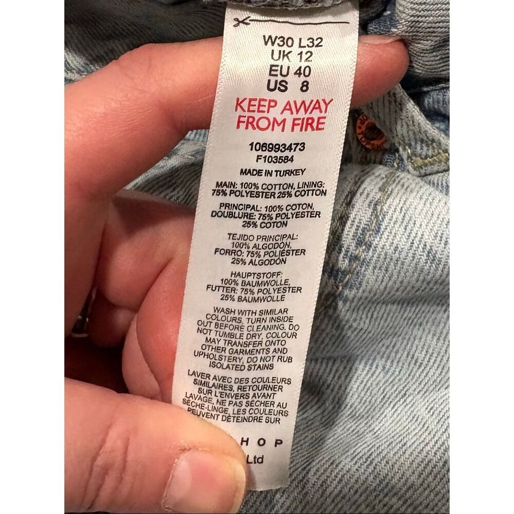 Topsop Womens Straight Jeans Mid Rise Button Fly Denim Light Wash Blue Size 30 - Picture 3 of 11